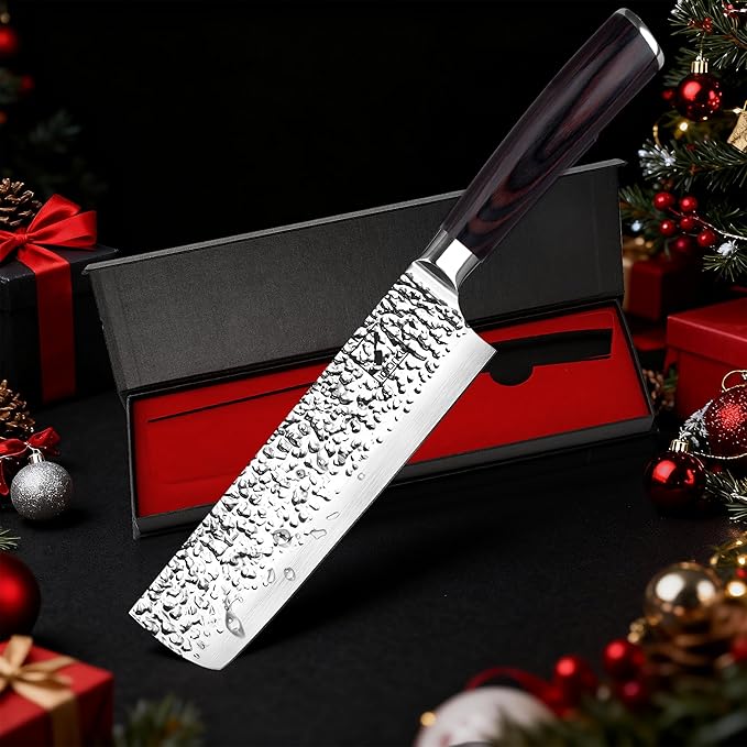 imarku Nakiri Knife,7 Inch High Carbon Stainless Steel Japanese Chef Knife,Razor Sharp Chopping Vegetable and Meat Cleaver Kitchen Knife with Ergonomic Handle,Christmas Gifts for Women and Men