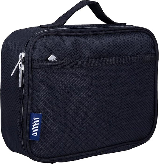 Wildkin Kids Insulated Lunch Box ??Durable and Reusable for School & Travel - Rip-Stop Black