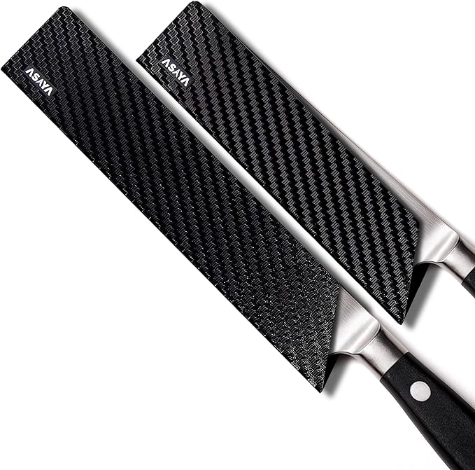 Asaya Professional Knife Edge Guards - Two Chef Blade Covers - 8.5 x 2" and 10.5 x 2" - Extra Strength, ABS Plastic and BPA-Free Felt Lining, non-Toxic and Food Safe - Knives Not Included (2 Piece L)