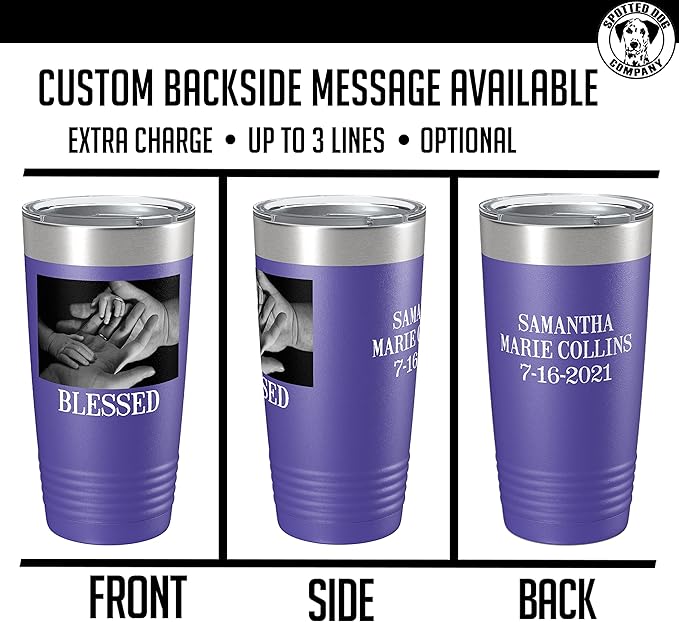 Personalized 20oz (17 Colors) Photo Picture Printed Insulated Stainless Steel Powder Coated Tumbler with Lid ??Customized Mother's Day Gift Gift for Him Men, Custom Coach Gifts Team Mom Dad (Purple)