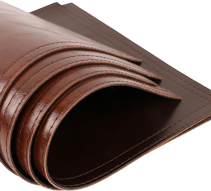 Jovono Waterproof PU Placemats, Faux Leather Dining Table Mat, Set of 8, Easy to Wipe Off Scrub Vinyl Mat, Heat & Stain Resistant for Office Conference Table, Home D챕cor Brown