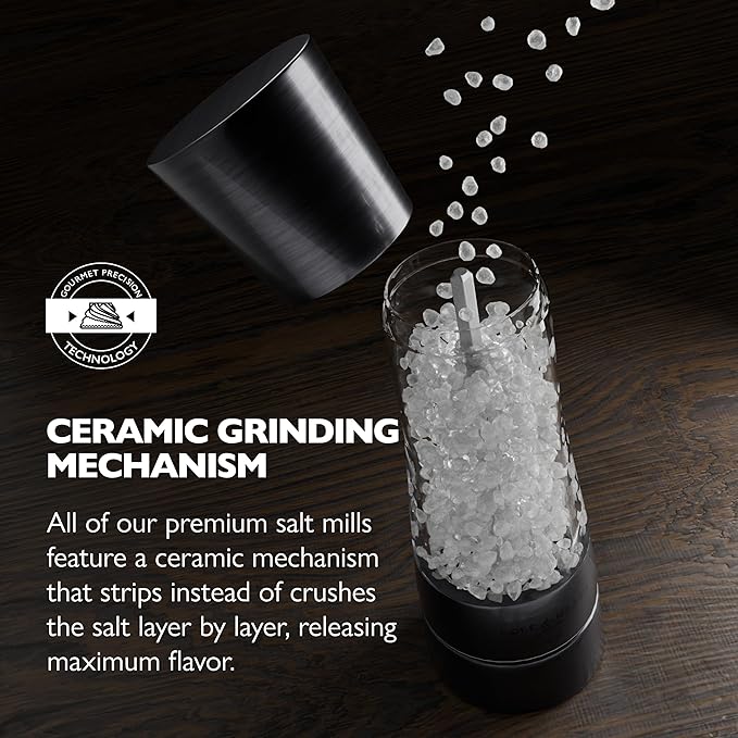 COLE & MASON Derwent Salt Grinder - Gunmetal Mill Includes Gourmet Precision Mechanism and Premium Sea Salt