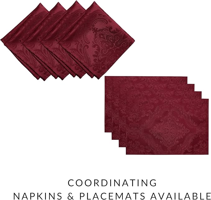 Elrene Home Fashions Caiden Elegance Damask Waterproof, Stain & Wrinkle Resistant Fabric Tablecloth, 60" x 84" Oval, Cranberry