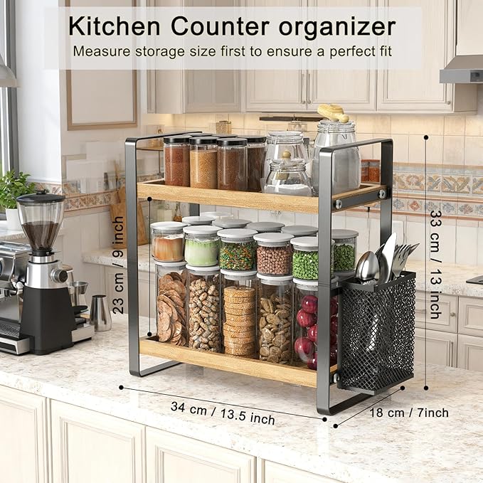 LEMIKKLE Coffee Bar Accessories and Coffee Mug Cup Holder, kitchen organizers and storage,Spice Rack Organizer for Countertop,Kitchen(basket)