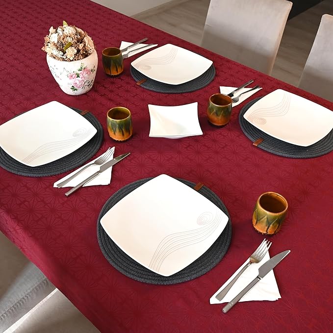 Round Placemats, Set of 4, Handmade by Braided Cotton Cord for Kitchen and Dining Table, Dia. 12.6 Inch, Doublesided, Heat Resistant, Dark Gray