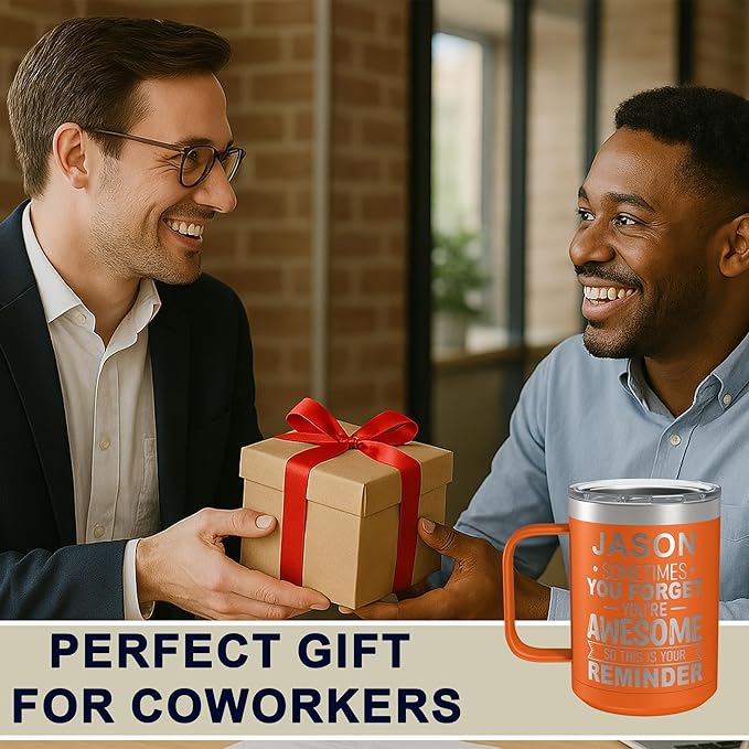 Personalized Inspirational Travel Coffee Mug, Inspirational Gifts for Men Dad Wife Sister Women, Custom Birthday For Him Her, Customized You?셱e Awesome Tumbler, Teacher Coworker Gifts 15oz Orange