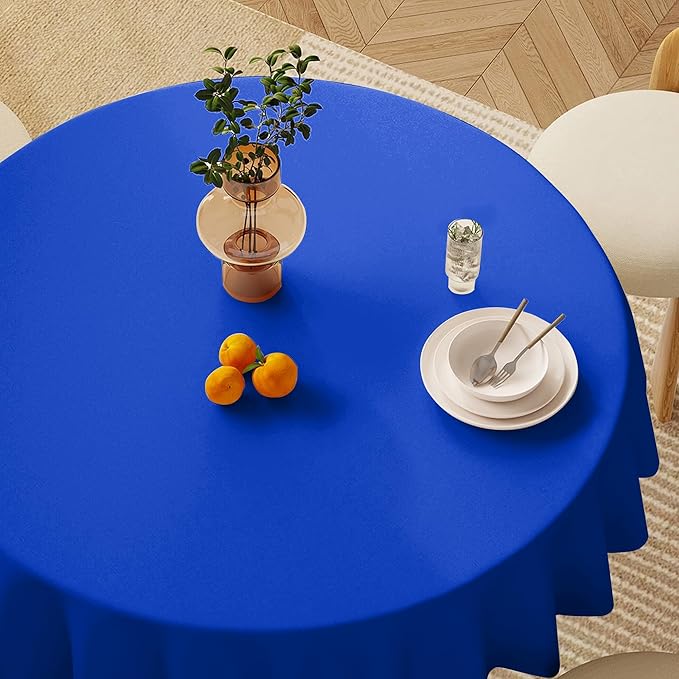 sancua Royal Blue Round Tablecloths 120 Inch, 6 Pack - Circle Fabric Cloth Table Cloths for Independence Day Wedding Party Banquet Birthday, Washable Polyester Table Cover (Fit 30-72 Inch Tables)