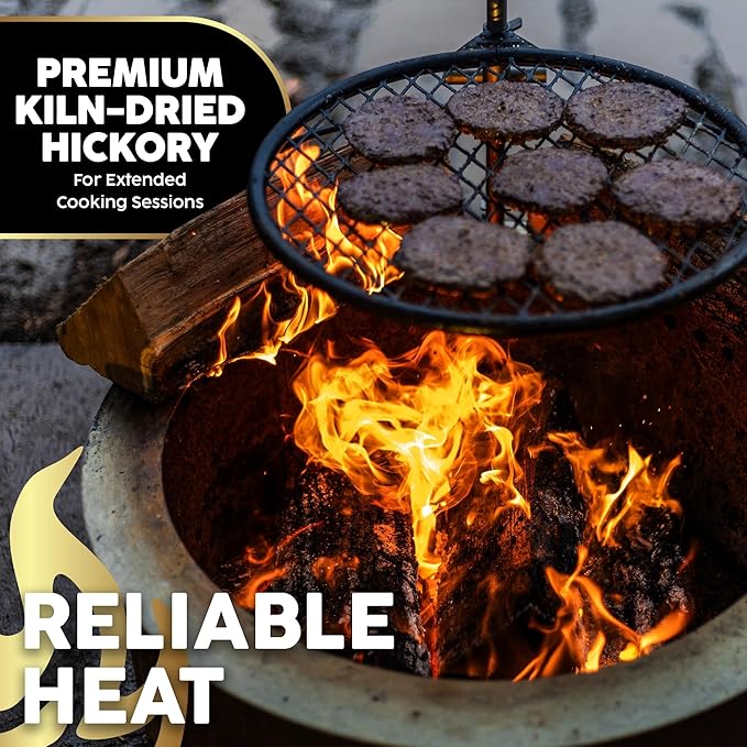 Firewood Central Kiln-Dried PA Hickory ??6??Splits (Approx. 42 lb) ??Bold Smoking Wood for Pizza Ovens, BBQ & Fire Pits ??Easy Light, Low Smoke, USA Sourced