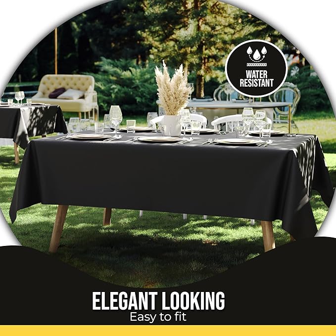 Party Solids 12-Pack Black Plastic Disposable Tablecloth ??Size: 60 횞 84 Inches ??Rectangle Table Cover for Parties, Picnics & Formal Events