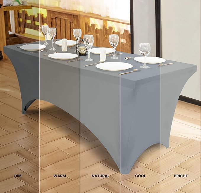 Utopia Kitchen Spandex Tablecloth 2 Pack [6FT, Grey] Tight, Fitted, Washable and Wrinkle Resistant Stretch Table Cloth Rectangle Cover for Trade Show, Weddings & Parties [72Lx30Wx30H Inch]
