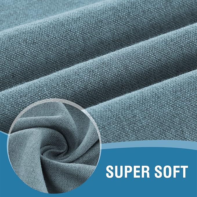 H.VERSAILTEX Linen Textured Cloth Napkins Set of 12 (18" X 18") Linen Textured Dinner Napkins Waterproof Extra Soft Thick Durable Reusable Napkins with Hemmed Edges, Heather Stone Blue