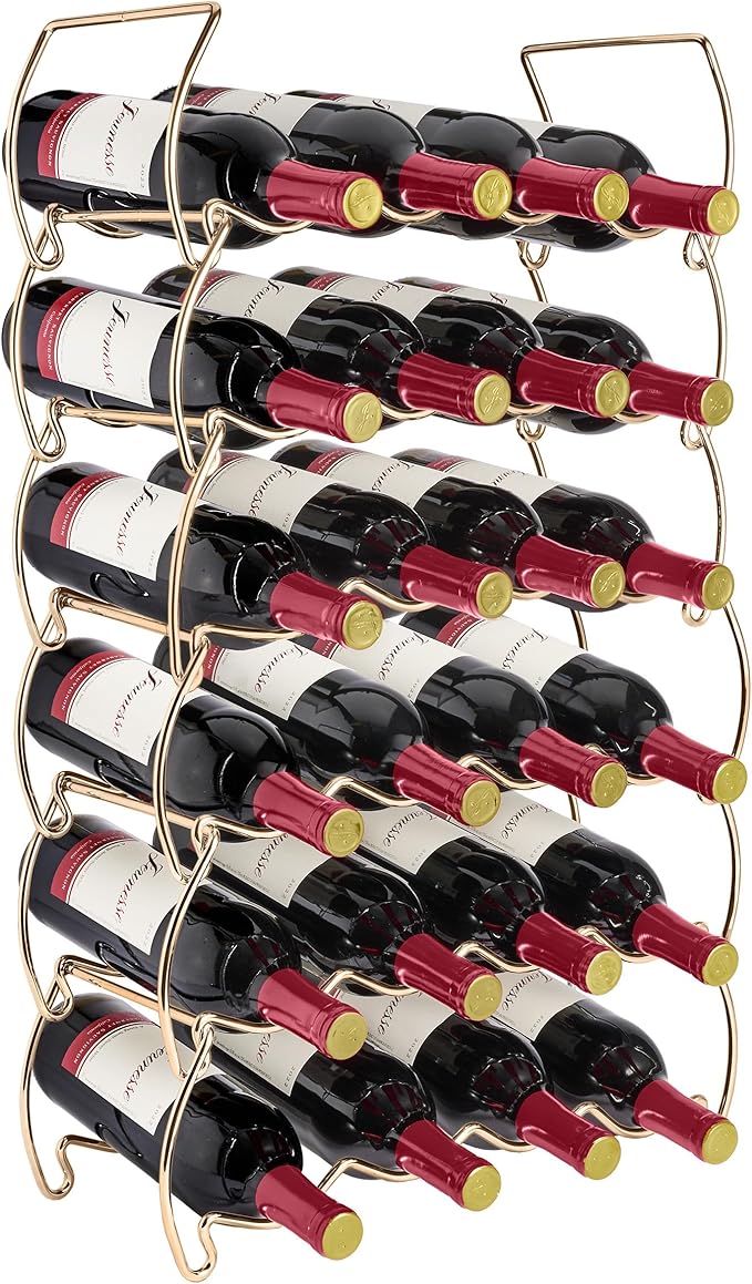 Sorbus 6-Tier Stackable Wine Rack - Classic Style Wine Racks for Bottles - Perfect for Bar, Wine Cellar, Basement, Cabinet, Pantry, etc - Hold 24 Bottles, Metal (Copper)
