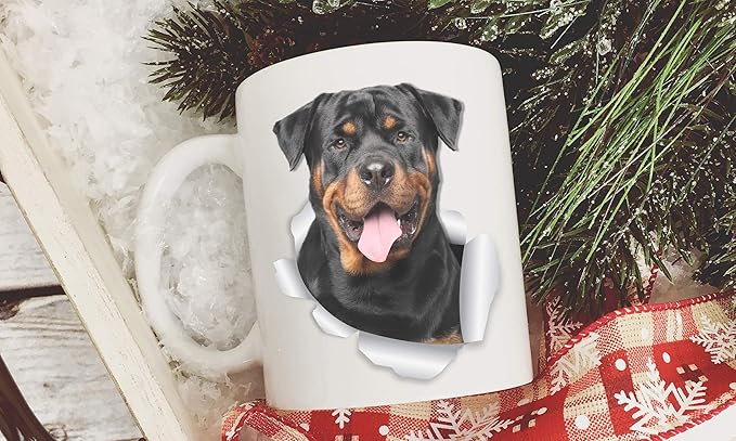 Smiling Rottweiler Coffee Mug - Ceramic Dog Coffee Mug - Perfect Rottweiler Gifts for Dog Lovers - Cute Rottweiler Home Decor for Rottie Mom - Great Birthday or Christmas Surprise for Dog Owner (15oz)