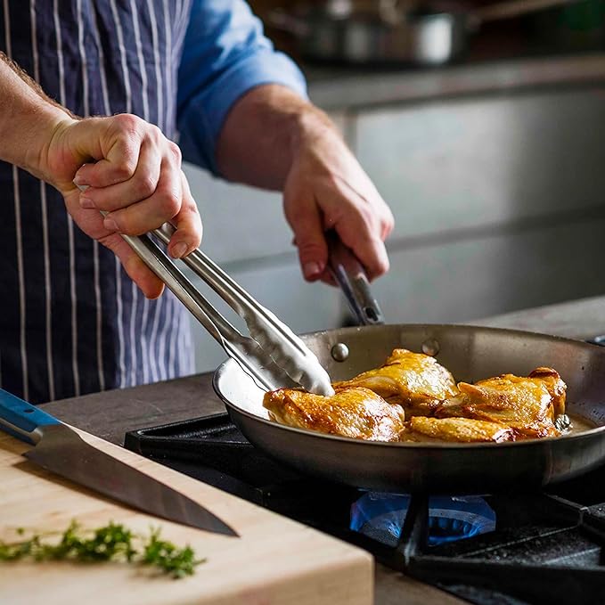 Misen 5-Ply Stainless Steel 10" Frying Pan - Professional Cookware for Induction, Gas and Electric - Dishwasher Safe, Oven Safe to 800째F - Durable, Versatile, Even Heating