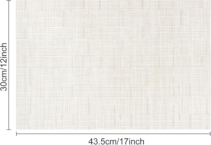 Myir JUN Placemats Set of 8, Vinyl Woven Placemats Place Mats Indoor Set of 8 Washable Table Mats Non-Slip Place mats for Dining Table (B-Off White, Set of 8)