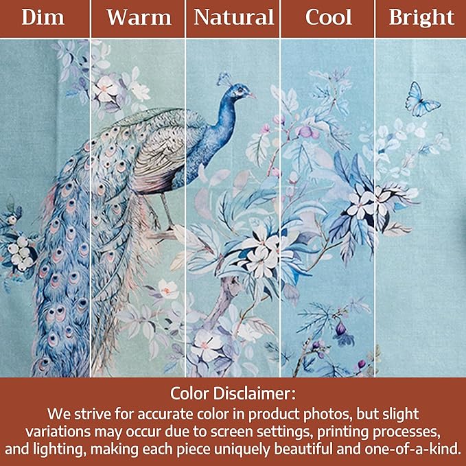 Maison d' Hermine Placemat 100% Combed Cotton Premium Set of 4 Decorative Washable Place Mats Table Cloth Placemat, Dining & Camping - Peacock Utopia - Pastel Turquoise(13"x19")