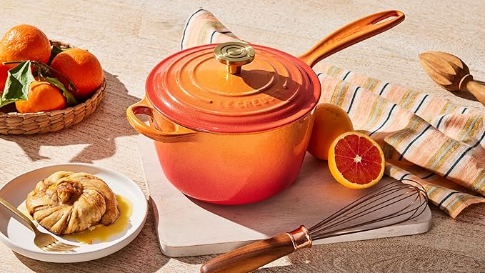 Le Creuset Enameled Cast Iron Signature Round Saucepan, 2.25 qt., Flamme Doree with Crucible Knob