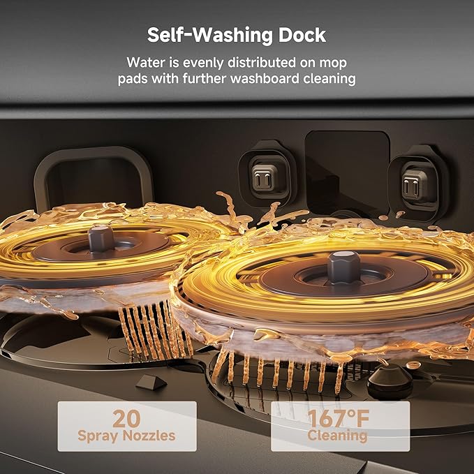 Mova P50 Pro Ultra Robot Vacuum and Mop, 19,000Pa Suction with Anti-Tangle Brush, Removable & Liftable Mop for Carpet & Floor, 167??Mop & Washboard Self Drying & Cleaning, Auto Empty & Refill, Black