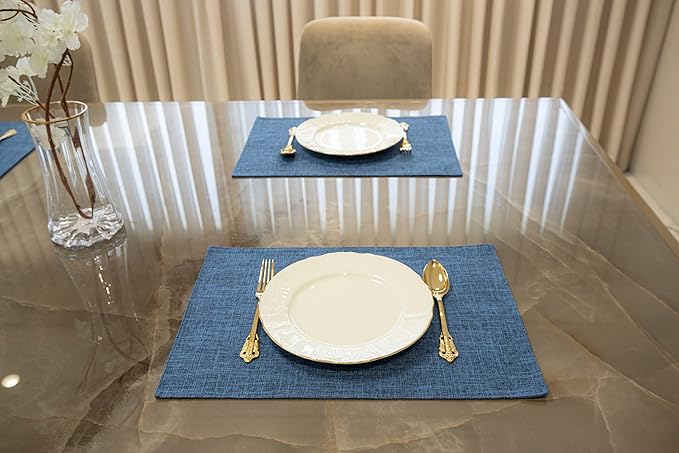 HOMEYNICE Placemat Set-Washable Place Mats for Parties, Elegant Table Mats for Kitchen Table, Set of 4 Dining Table Placemats, Heat-Resistant Cloth Placemats for Indoor and Outdoor,13x19-Navy Blue
