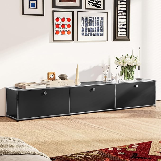 Modern Storage Cabinet Pantry Cabinet Versatile Free-Standing Organizer for Kitchen, Home, Office, Garage (Black E)