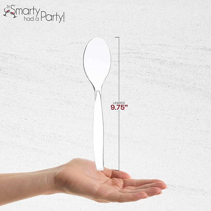Smarty Had A Party 144 Clear Disposable Plastic Serving Spoons Clear Plastic Supplies Utensils Serving Spoons for Parties for Buffets