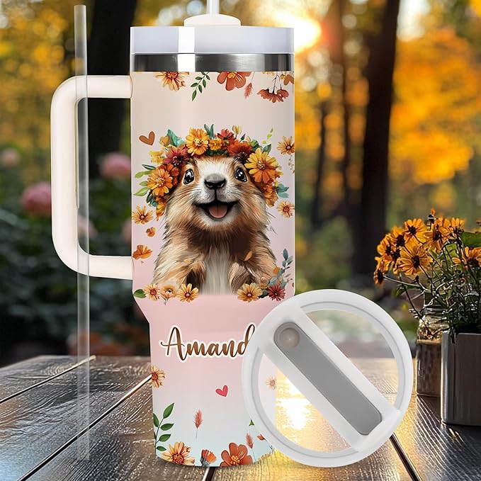 AGGLOMEKC Personalized Cute Capybara Cup - Mother's Day Birthday Gift For Animal Lovers - Just A Girl Who Loves Capybara Tumbler 40oz With Custom Name - Pet Lover Gifts For Women, Her