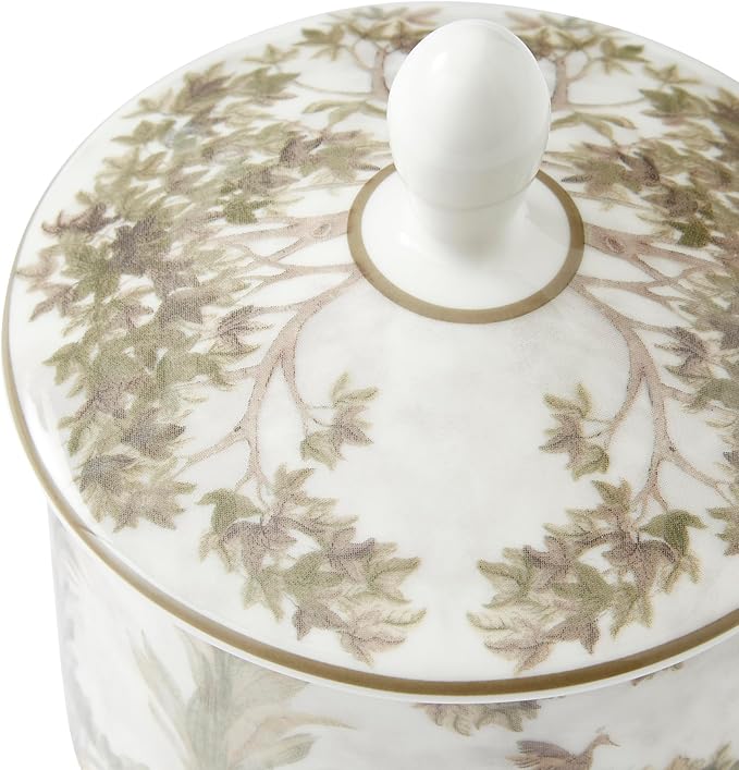 Spode Kit Kemp Tall Trees 10oz Sugar Bowl with Lid | Enchanted Forest Design | Porcelain | Dishwasher and Microwave Safe | For Tea and Coffee | Fabulous Gift | Home & Gathering Use
