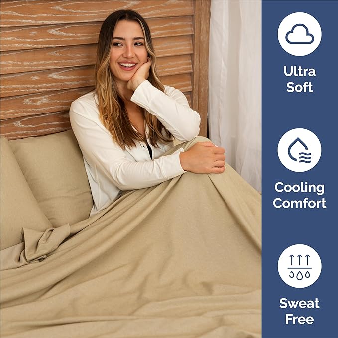 King 6 Piece Sheet Set - Cooling & Breathable Bed Sheets - Hotel Luxury Bed Sheets for Women, Men, Kids & Teens - Bedding w/Deep Pockets & Easy Fit - Soft & Wrinkle Free - King Heathered Tan Sheets