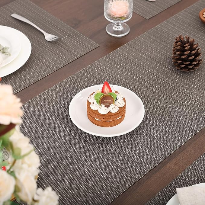 Myir JUN Table Runner, Vinyl Table Runner Indoor 55 Inch Long Arbitrarily Cropped Runner for Table Heatproof for Home Party (Dark Gray, 15 x 55 inch)