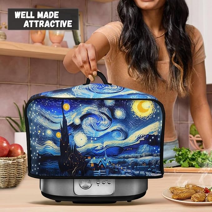 Cover for Slow Cooker 7 Quart Slow Cooker, Van Gogh Oil Painting Printed Insulated Slow Cooker Cover Appliance Dust Cover with Pocket Halloween Kitchen Décor
