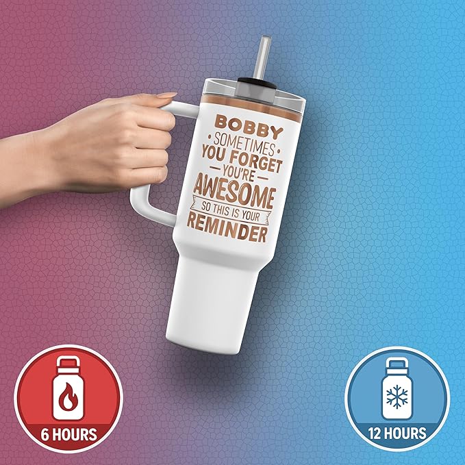 Personalized Inspirational Tumbler, Inspirational Gifts for Men Dad Father Wife Sister Women, Custom Birthday For Him Her, Customized You?셱e Awesome Tumbler, Teacher Coworker Gift 40oz White Copper