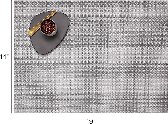 Chilewich Basketweave Placemats in Shadow - Set of 4 - Easy Care Woven Tabletop Textiles - Indoor/Outdoor - 19" x 14" Rectangle