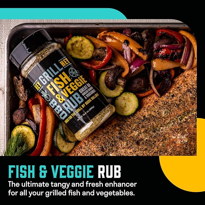 Hey Grill Hey | Fish & Veggie Rub | Fish Seasoning | Seafood & Vegetable seasoning | Salmon Rub |Great for Chicken, Dips and More | 10.8oz