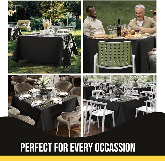 Party Solids 12-Pack Black Square Plastic Disposable Tablecloth ??Size: 85 횞 85 Inches ??Square Table Cover for Parties, Picnics & Formal Events