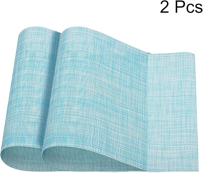 uxcell Place Mats, 450x300mm Table Mats Set of 2 PVC Washable Woven Placemat Blue
