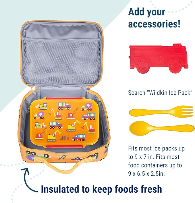 Wildkin Kids Insulated Lunch Box ??Durable and Reusable for School & Travel - Under Construction