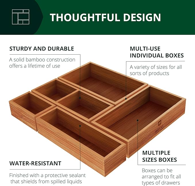 ROYAL CRAFT WOOD Premium Carbonized Bamboo Sticky Note Holder ??Elegant & Durable Post-It Note Dispenser for Office Desk Organization