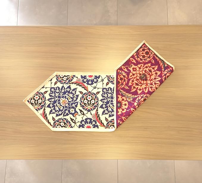 Jacquard Woven Floral Table Runner 18x55 inches ??Rustic Gobelin Tapestry Dining Table Decor, Durable Cotton & Polyester Blend Fabric, Vintage Farmhouse Style, Machine Washable Easy Care (Pattern 3)