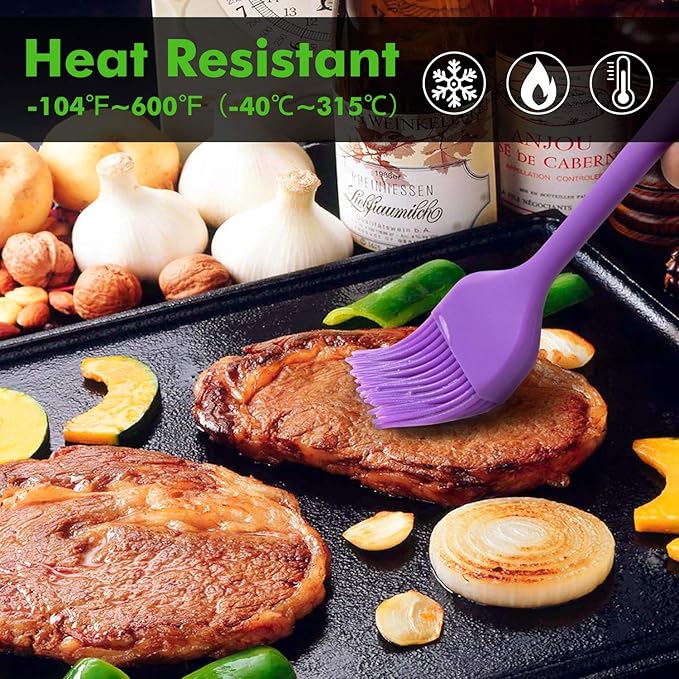 HOTEC 600??Heat Resistant BPA Free Silicone Marinading Meat Grill Basting Pastry Brush for Oil Butter Sauce Sausages Desserts Turkey Baster Grill Barbecue, Multicolor