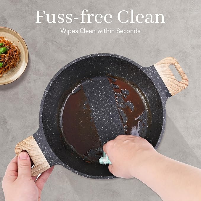 23-Piece Nonstick Pots and Pans Set ??Granite Cookware Set, PFOA-Free ??Includes Frying Pans, Saucepans, Griddle, Egg Pan ??Induction, Gas, Electric Compatible ??Black