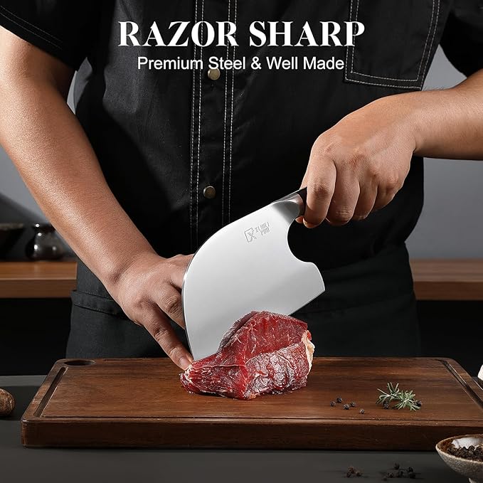 Chef Knife Set, Meat Boning Carving Cleaver Butcher Knife, High Carbon Steel Japan Nakiri Santoku Knife Set with Accessories for Kitchen, BBQ Camping Knives Set with Bag
