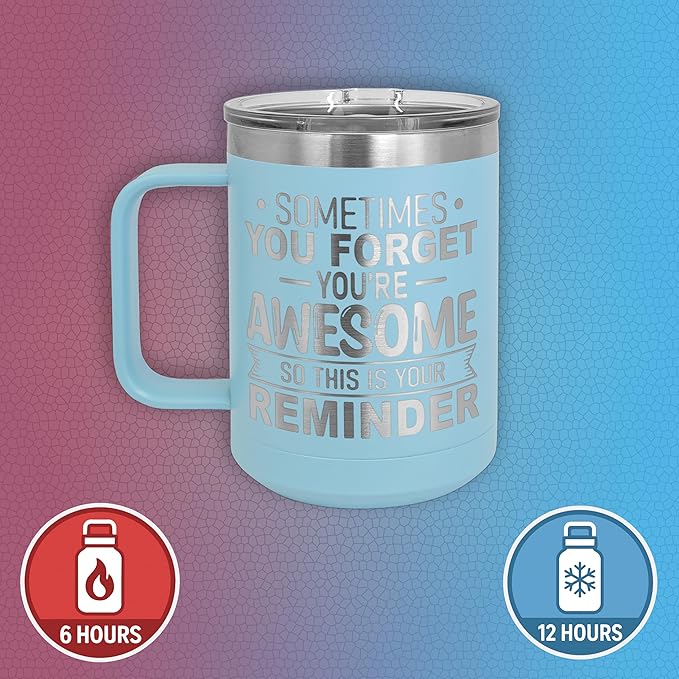 Spotted Dog Company Inspirational Travel Coffee Mug, Inspirational Gifts for Men Dad Father Wife Sister Women, Birthday For Him Her, You?셱e Awesome Tumbler, Teacher Coworker Gifts 15oz Light Blue