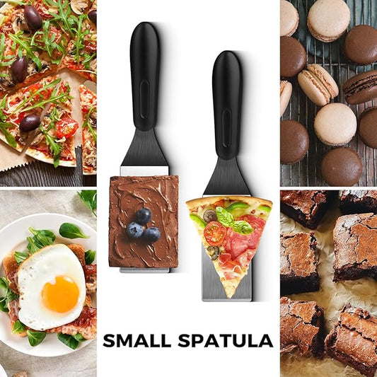 Small Spatula 4 PCS, Mini Serving Spatula for Kitchen Use, Metal Spatula for Serving and Turning, Ideal for Pancakes, Brownies, Desserts, Cookie, Eggs or Small Pan