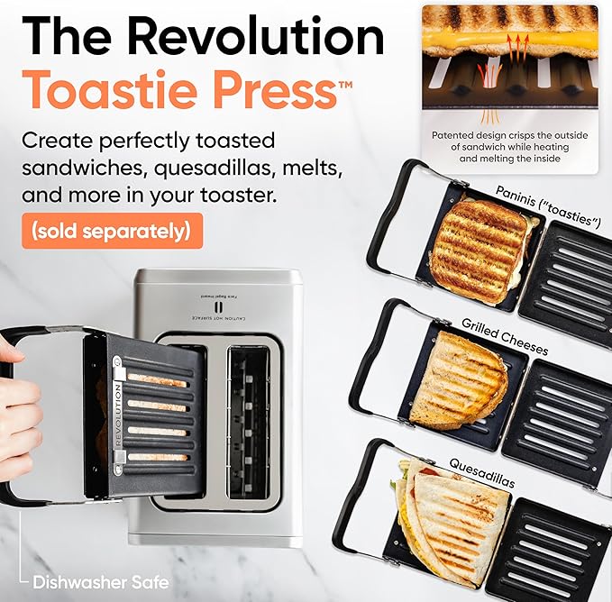 Revolution R180 Connect Touchscreen Smart Toaster with High-Speed InstaGLO Technology ??Choose from 6 Bread Types, 7 Browning Levels, & Toastie Press Mode (Black, 2-Slice)