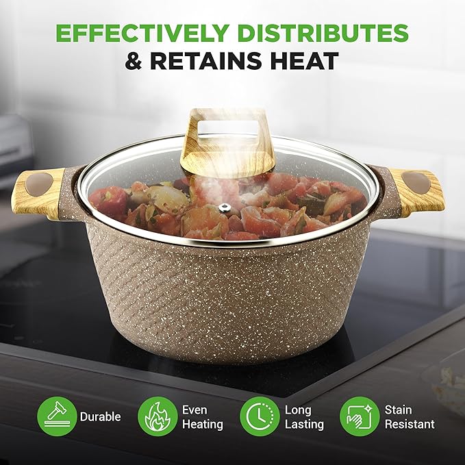 Nutrichef 22-Piece Marble Non-Stick Cookware and Bakeware Set - Professional Home Kitchen Collection with Multi-Sized Pots, Pans, and Heat-Resistant Tools