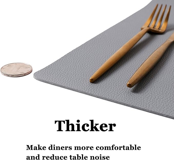 Wipeable Placemats Leather Table Mats Waterproof Heat-Resistant Easy to Clean for Dining Table Set Kitchen Table (4, Pale Blue)
