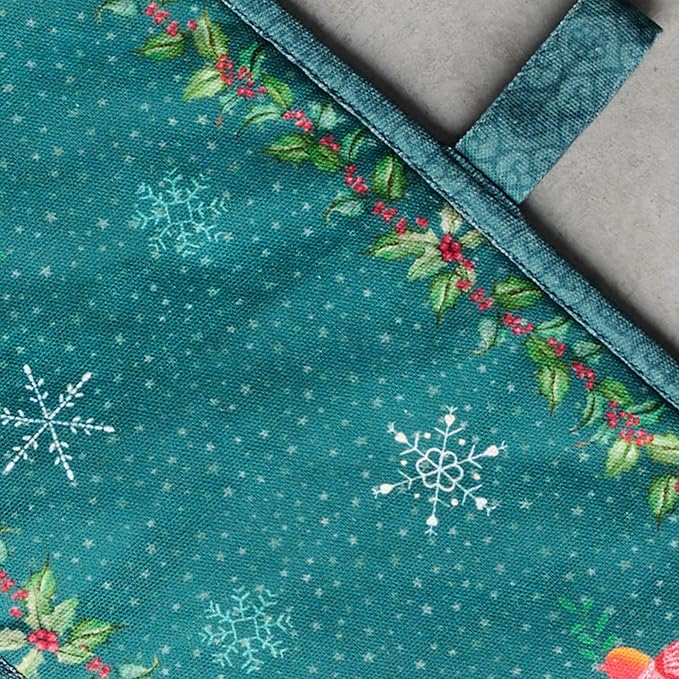 Maison d' Hermine Double Oven Mitt (7" x 35") 100% Cotton Heat Resistant BBQ Cooking Gloves with Loop for Thanksgiving Christmas Decorations Baking Cooking Barbeque Handling Hot Pan (Hygge Christmas)