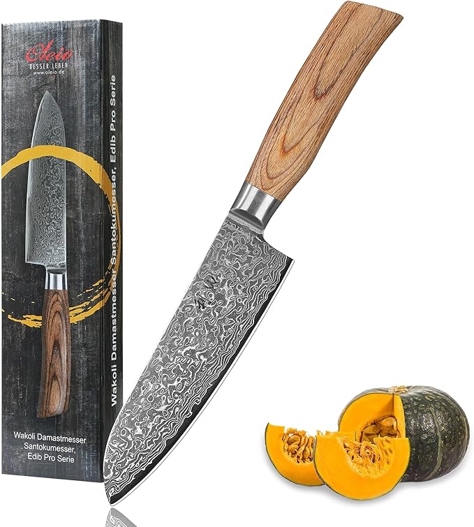 Wakoli EDIB Pro Damascus Santoku Knife ??Japanese Style Kitchen Knife | 6.3-Inch Genuine Damascus Steel Blade with VG10 Core | Ergonomic Pakkawood Handle | High Cutting Performance