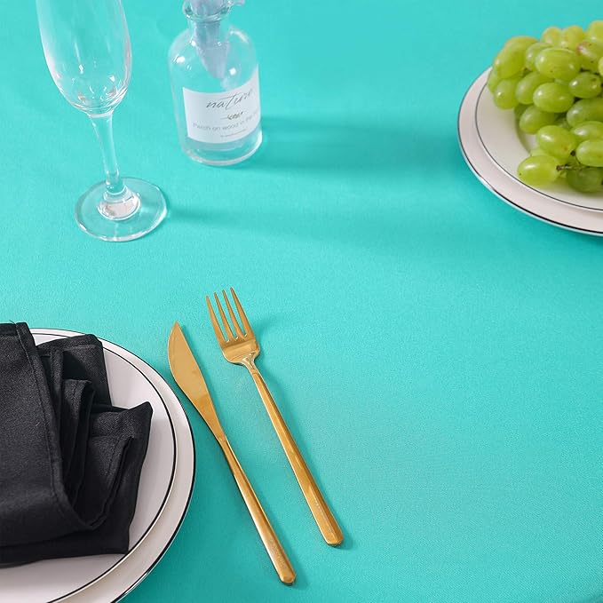 Cupuamon Rectangle Tablecloth 90x132 inch Washable Polyester Fabric Table Cloth for Wedding Party Dining Banquet Decoration（90x132, Turquoise）