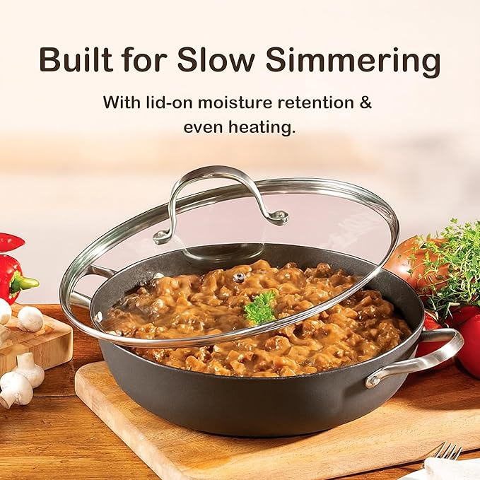 Cuisiland 11" Honeycomb Cast Iron Wok with Lid & Dual Handles ??Non-Stick Stir-Fry Pan, Stainless Steel Handles, Oven Safe, Classic Heat Retention for Steaming, Stir-Frying & Saut챕ing